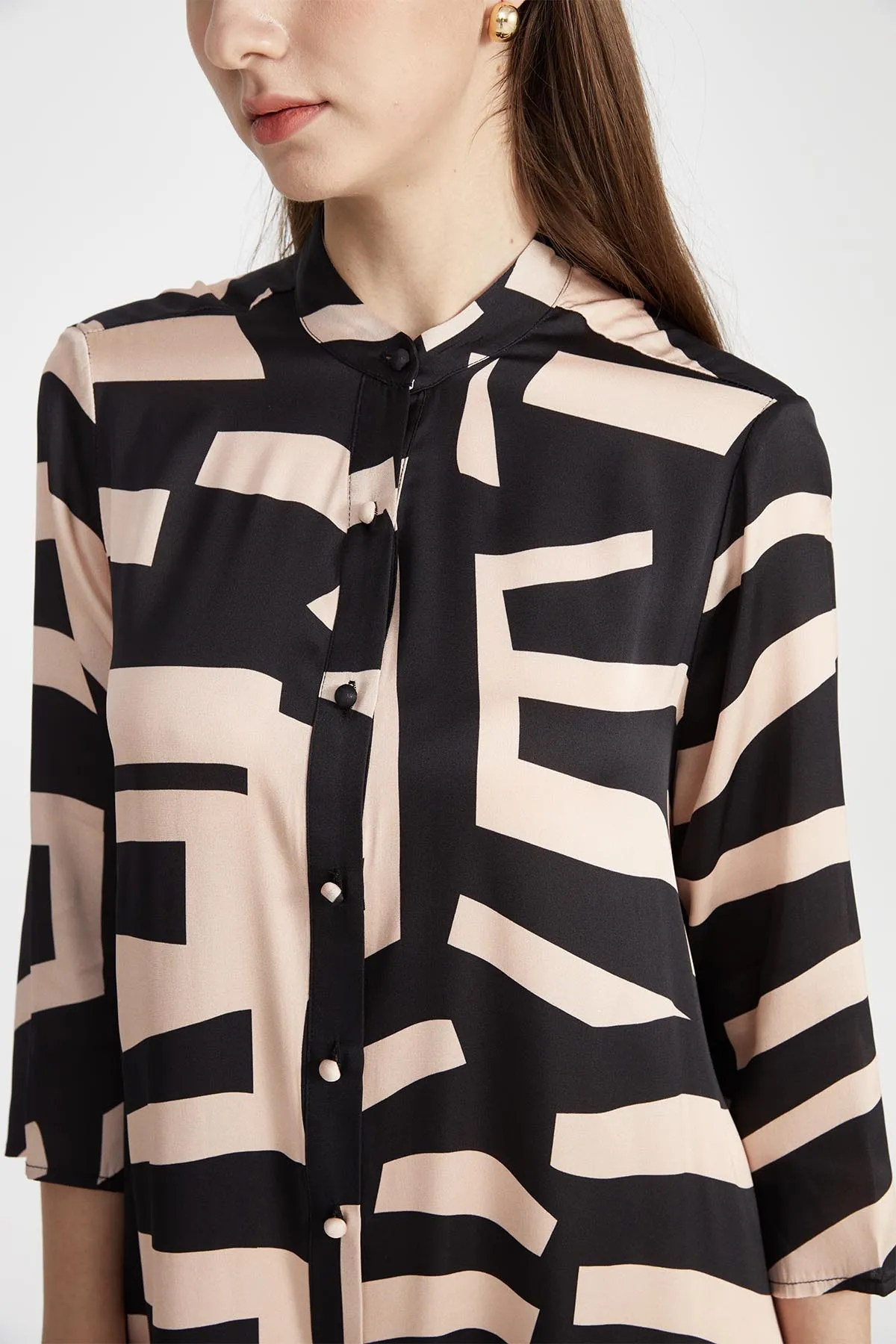 Anita Shirt Print Silk Dress