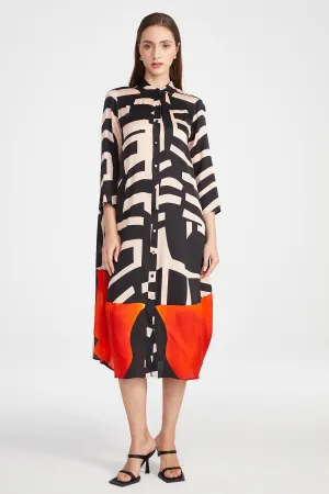 Anita Shirt Print Silk Dress