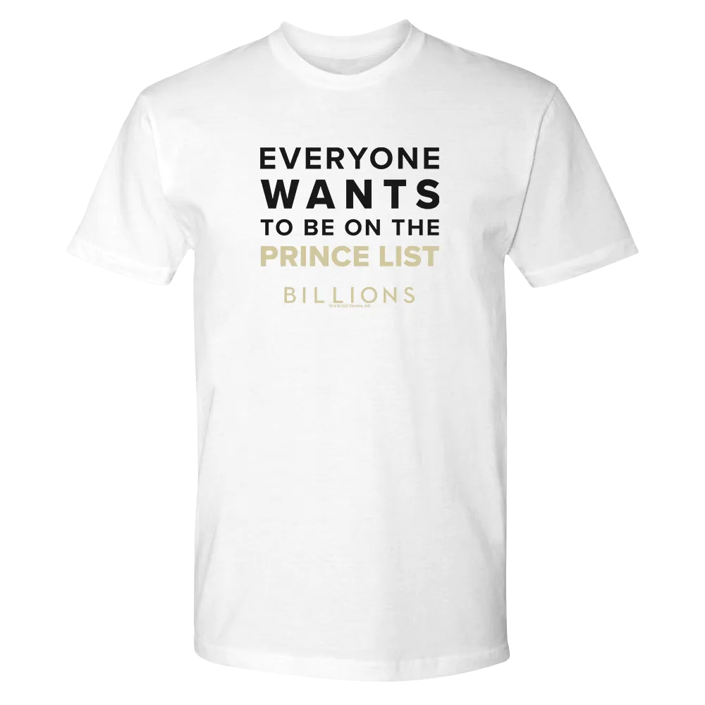 Billions Prince List Adult Short Sleeve T-Shirt