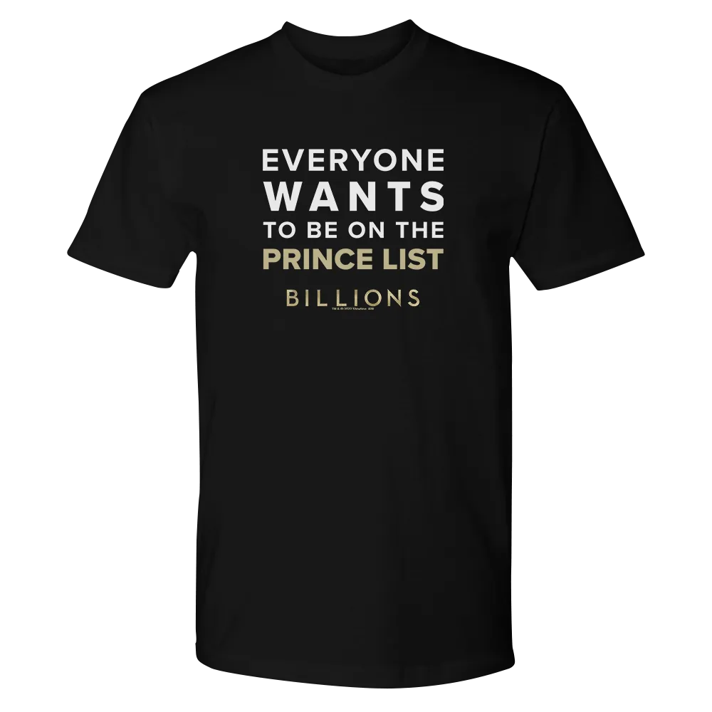 Billions Prince List Adult Short Sleeve T-Shirt