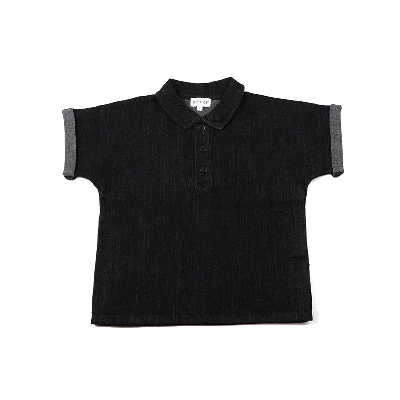 BOPOP DENIM COLLARED SHIRT