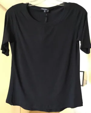 Bylyse Detailed Collar Short Sleeve Top Black Style 738-3135