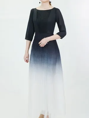 Gambiered Guangdong Silk Organza Dip-dyed Dress