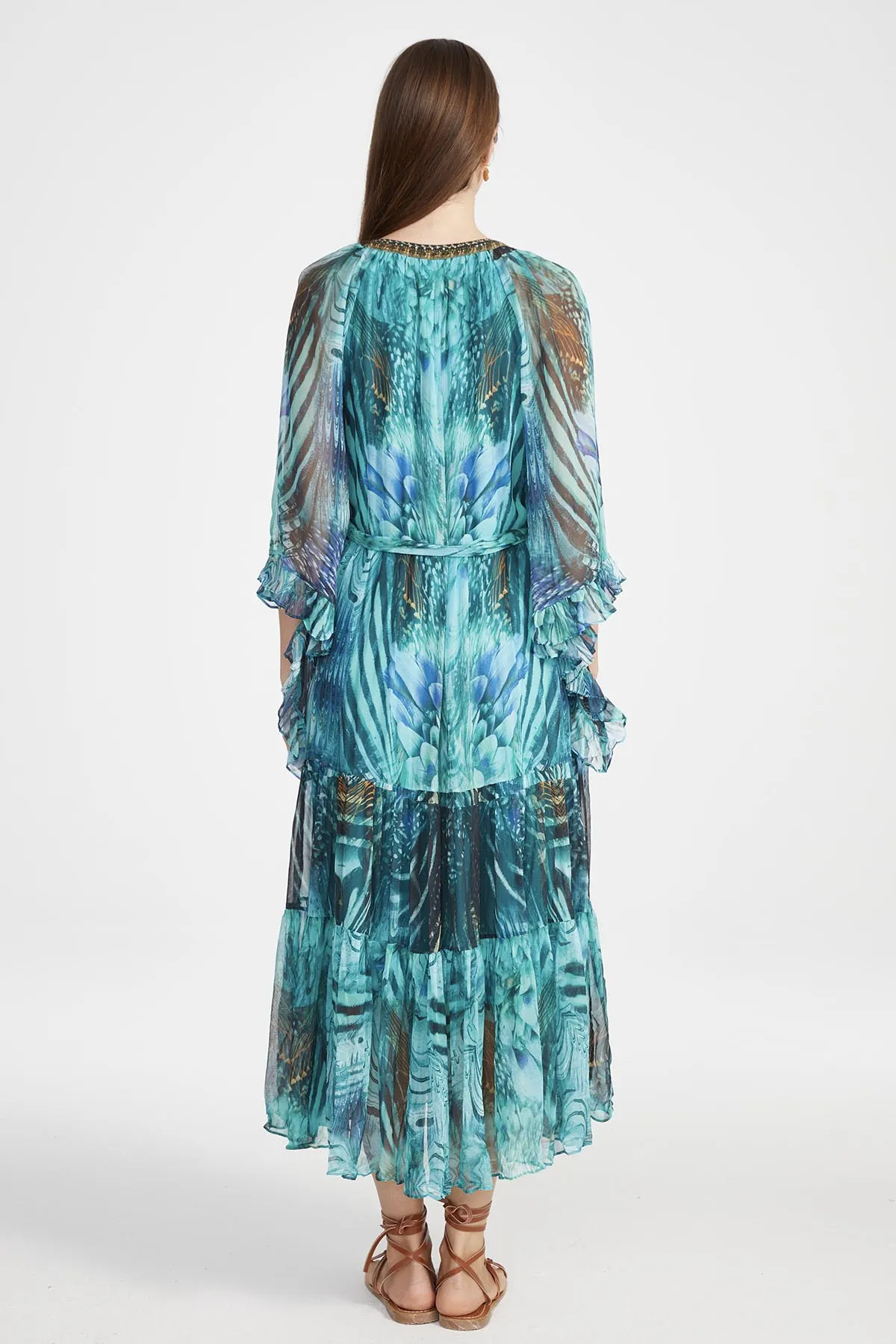 Jamie Silk Dress in Peri Verdant