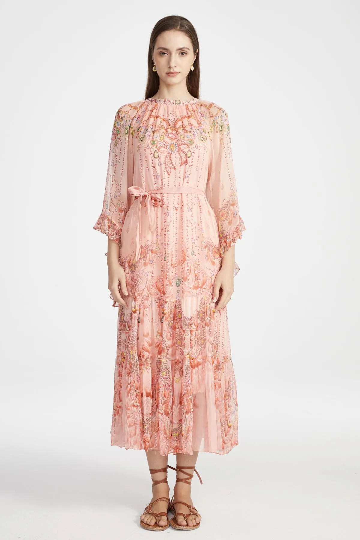 Jamie Silk Dress in Washed Blush
