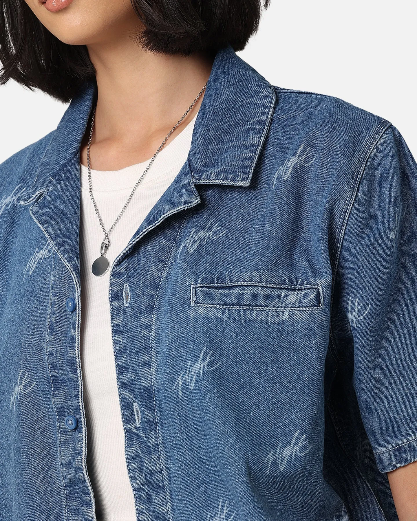 Jordan Women's Woven Denim Top Stone Blue