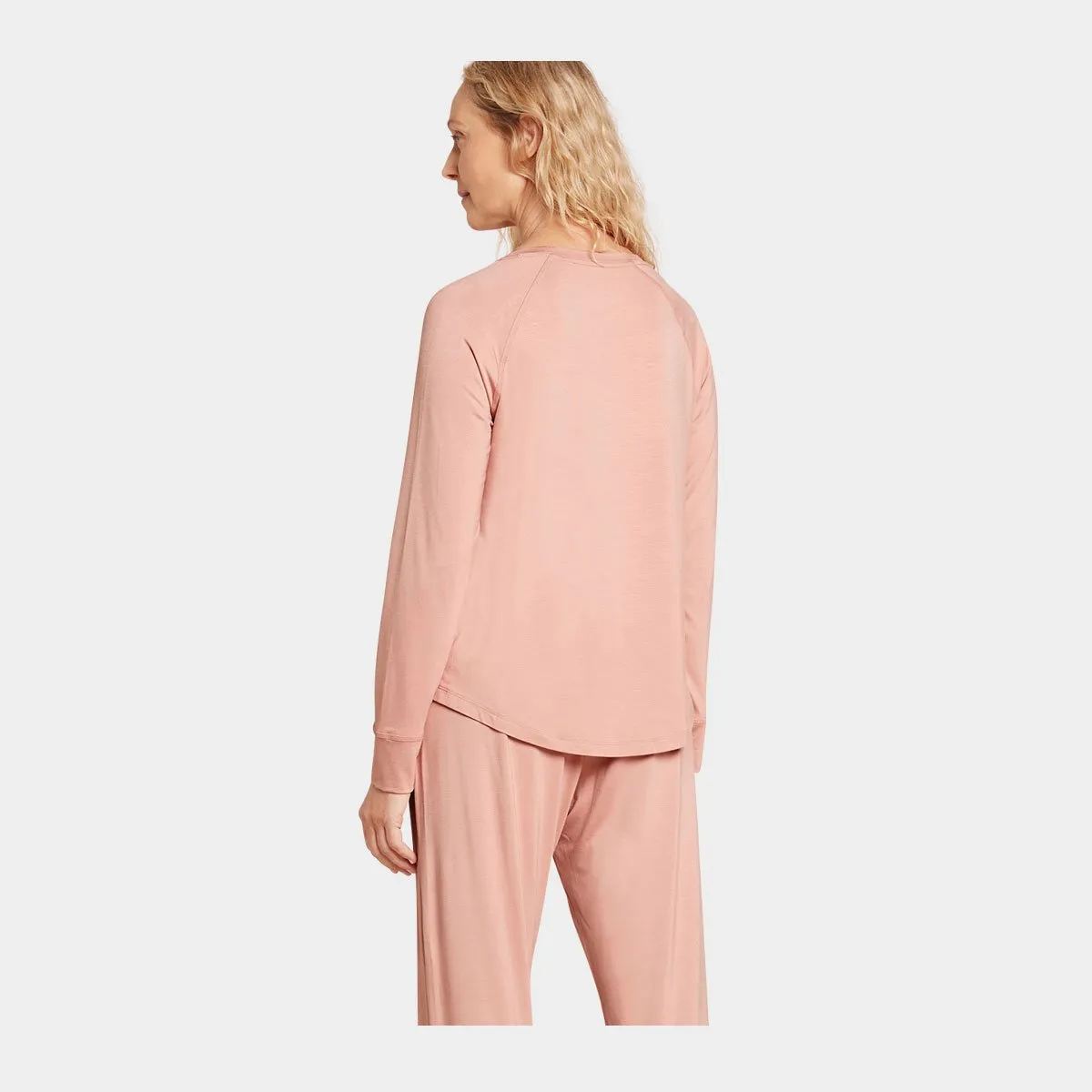 Lyserød langærmet raglan bambus lounge T-shirt