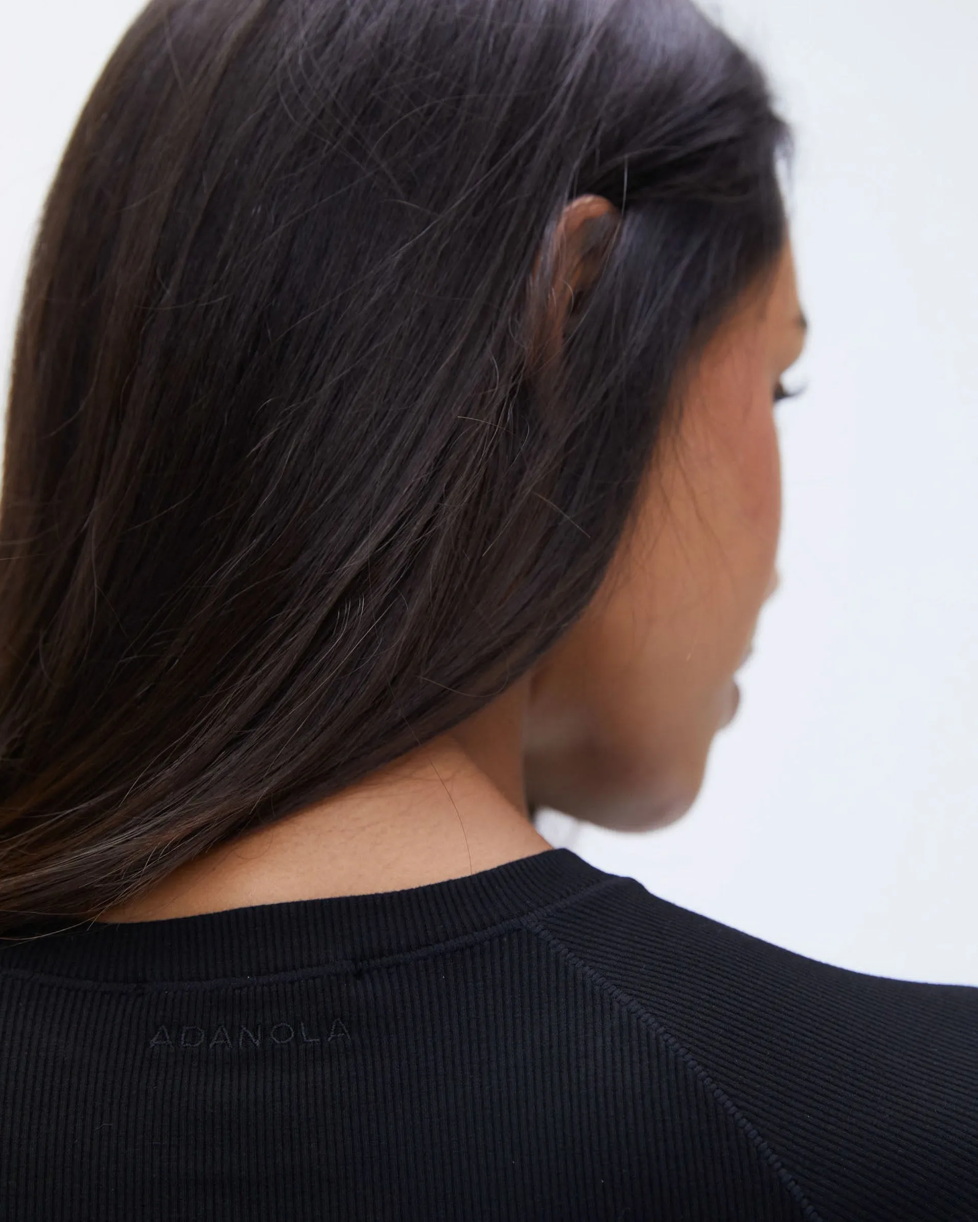 Rib Raglan Short Sleeve Top - Black