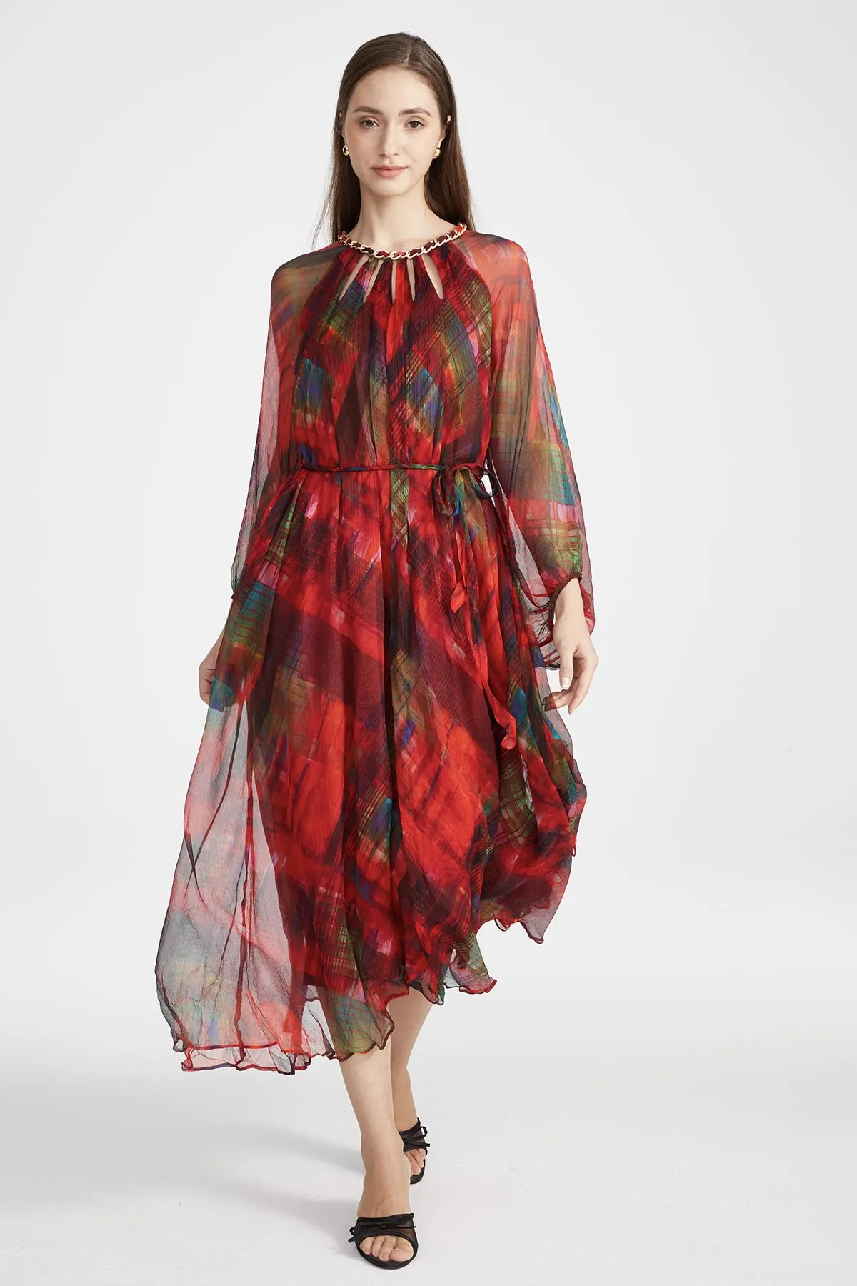 Sierra Hollow Out Silk Dress