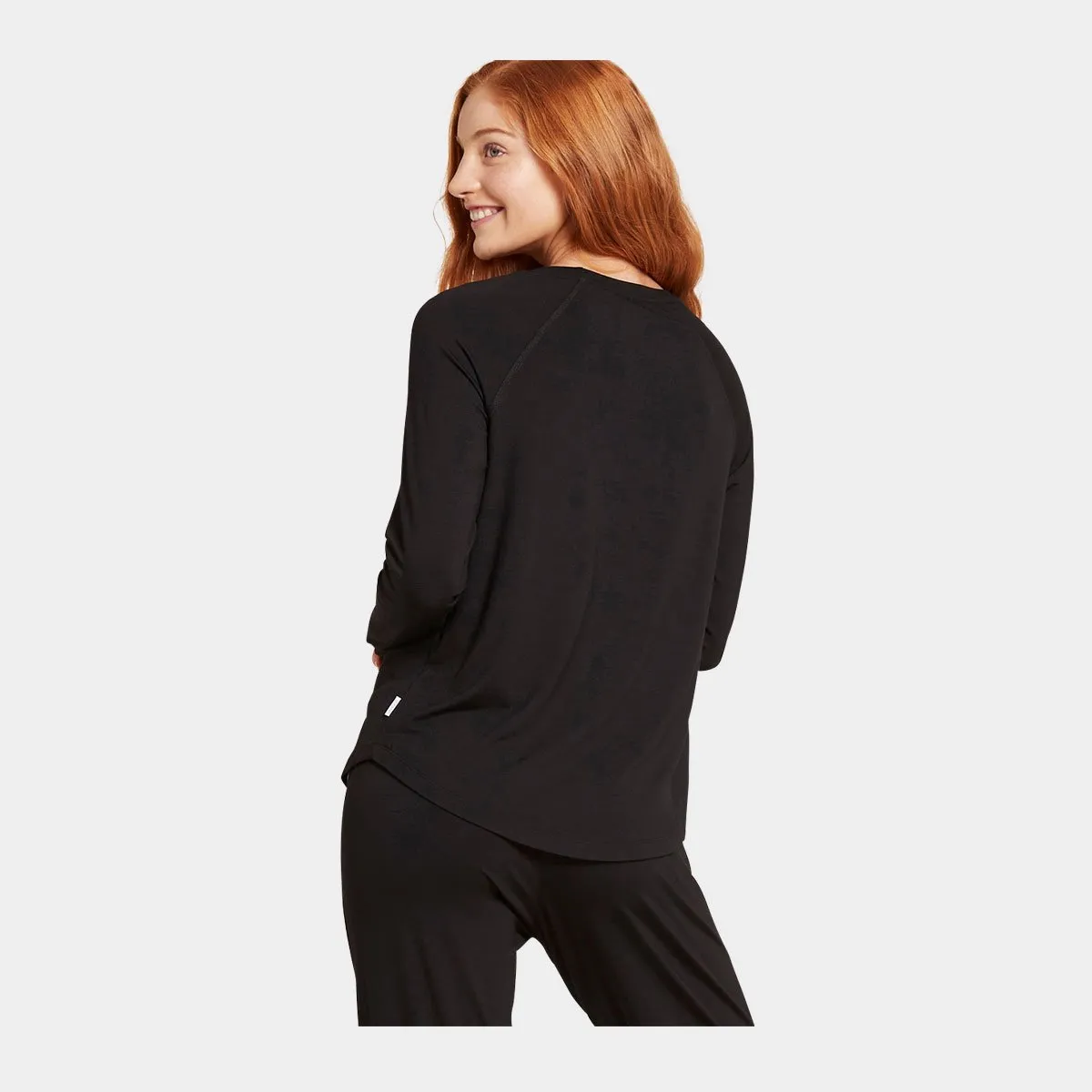 Sort langærmet raglan bambus lounge T-shirt