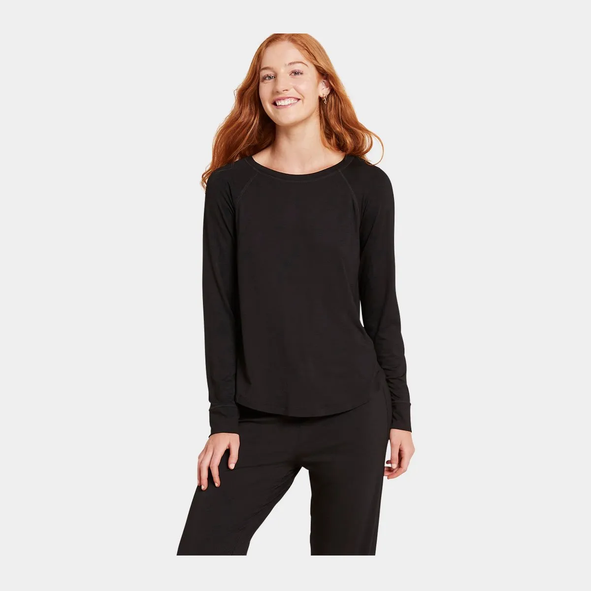 Sort langærmet raglan bambus lounge T-shirt