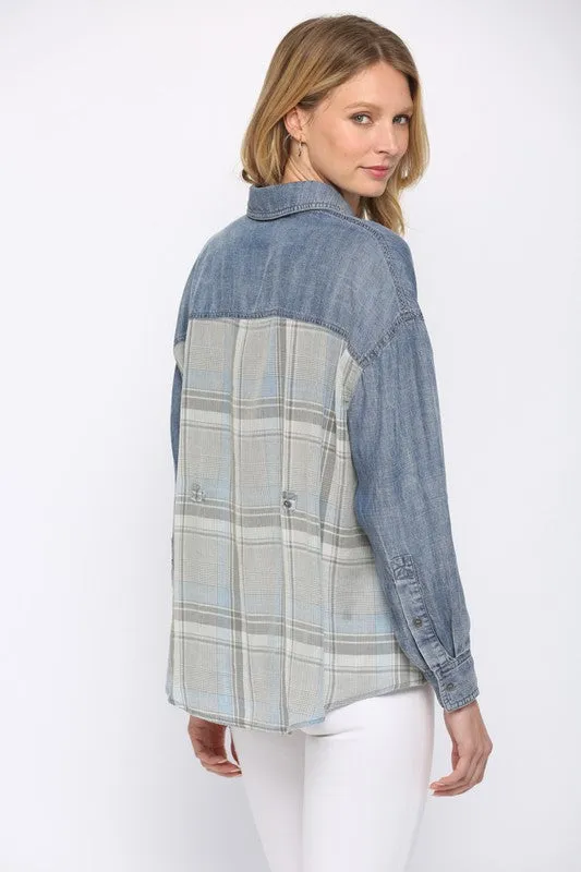 Tencil Denim Contrast Plaid Shirt