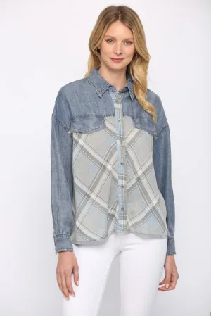 Tencil Denim Contrast Plaid Shirt