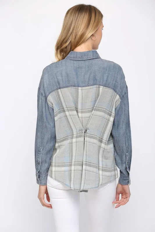 Tencil Denim Contrast Plaid Shirt
