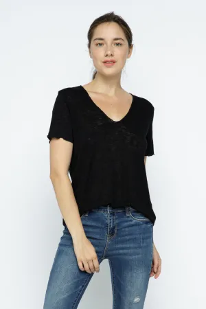 V-Neck SS Slub Tee Shirt