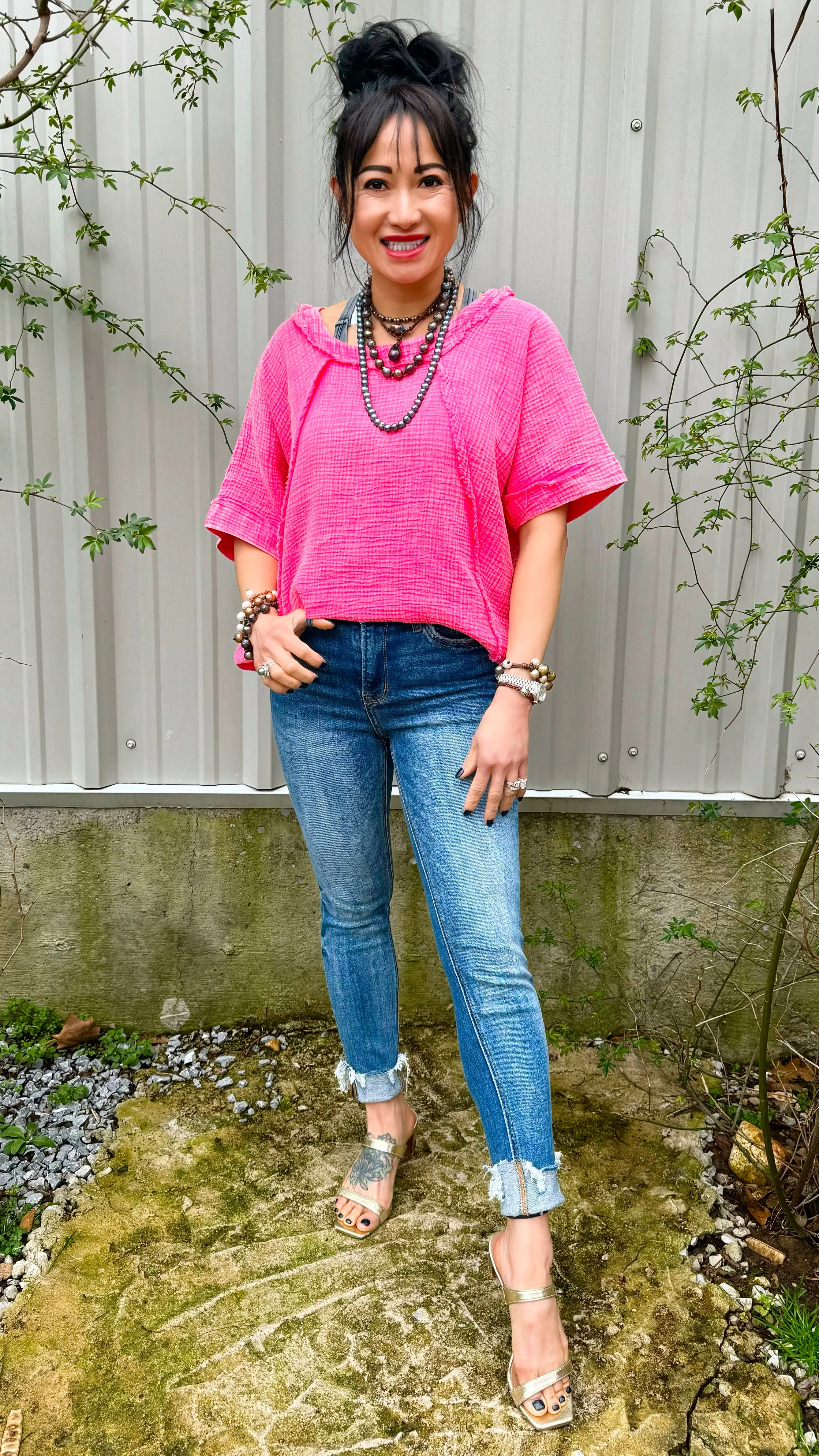 WASHED DOUBLE GAUZE RAGLAN SLEEVE SHIRT