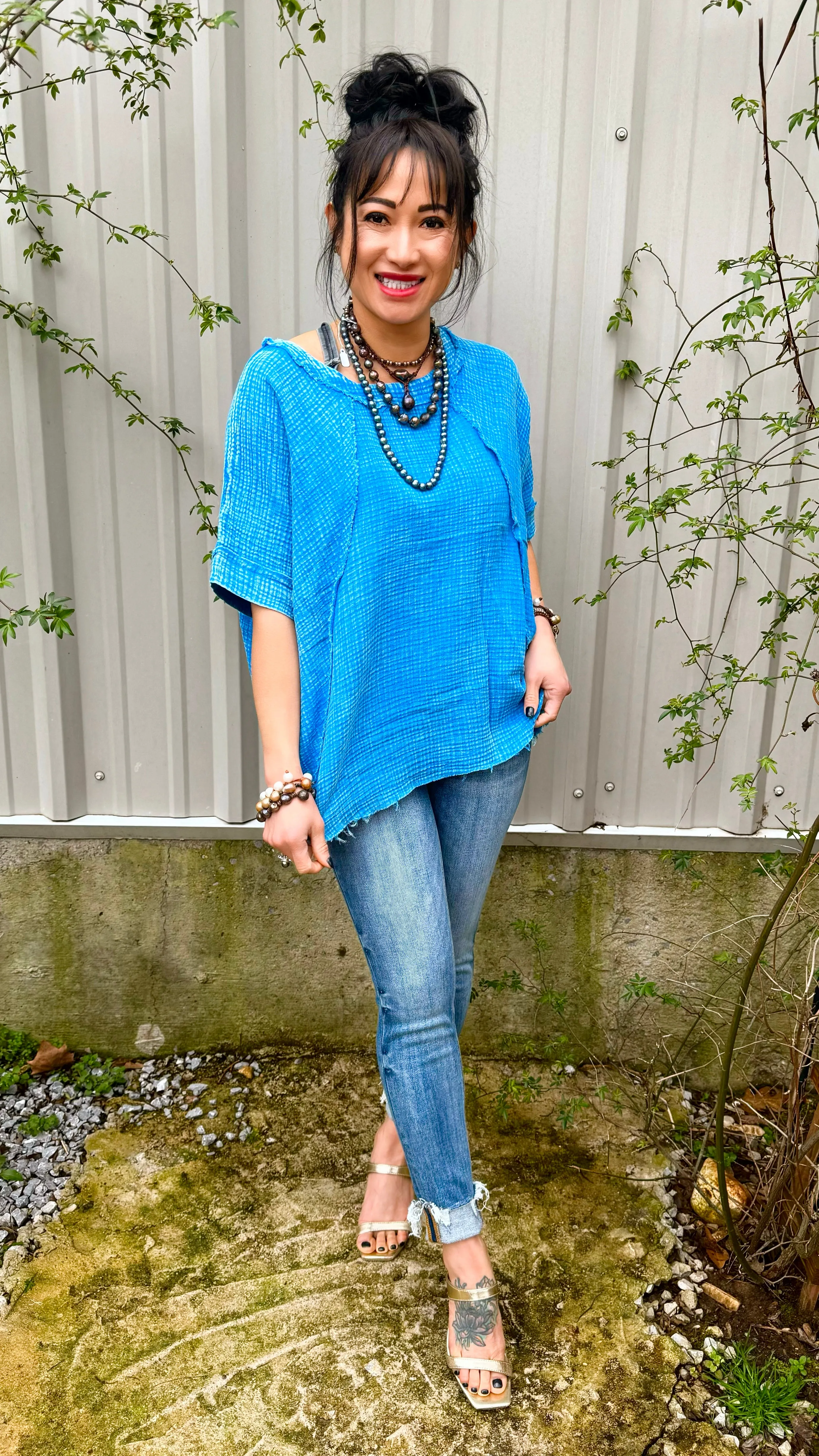 WASHED DOUBLE GAUZE RAGLAN SLEEVE SHIRT