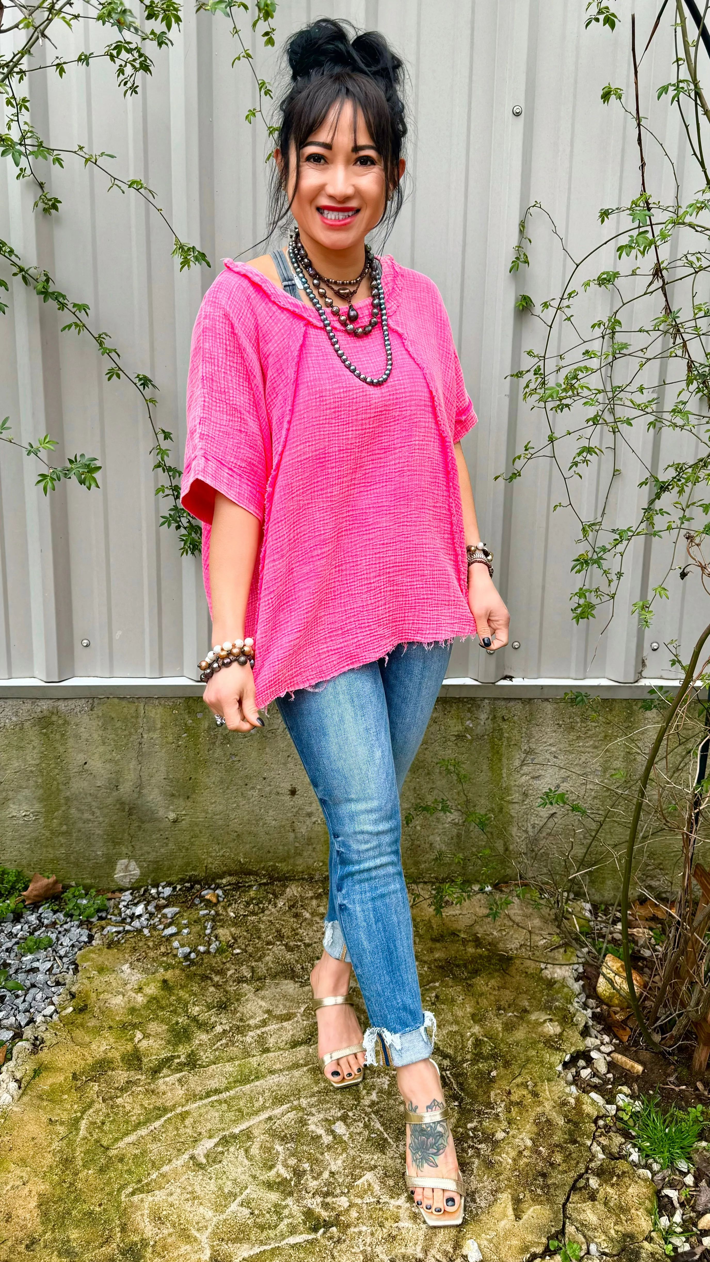 WASHED DOUBLE GAUZE RAGLAN SLEEVE SHIRT