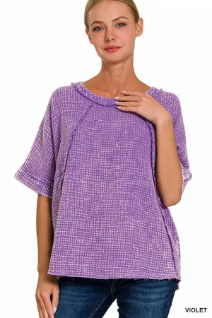 WASHED DOUBLE GAUZE RAGLAN SLEEVE SHIRT